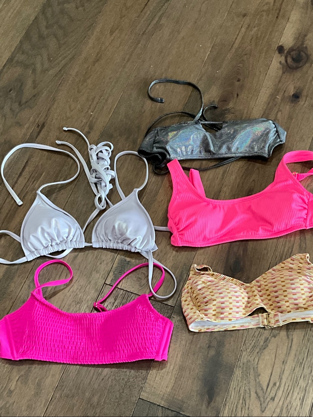 Women's Hot Pink Ribbed Bikini Top - Unbranded